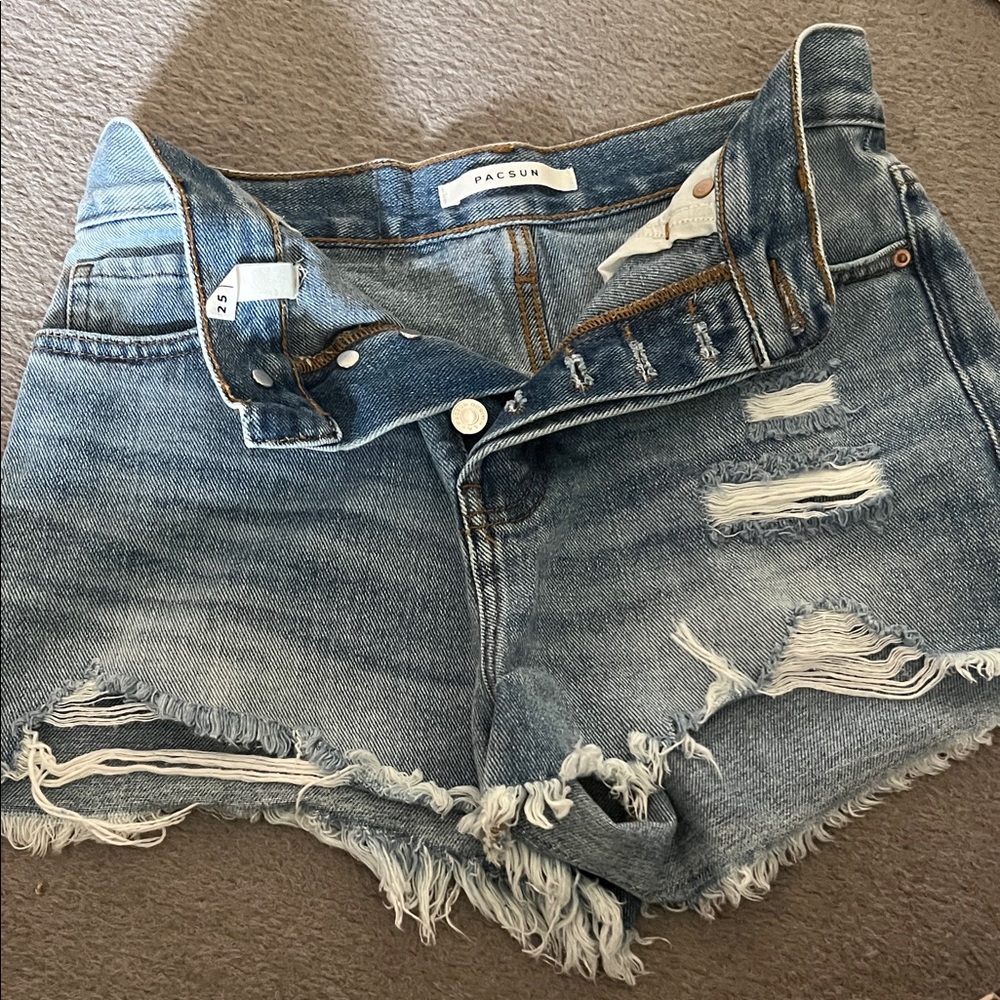 PacSun Light Blue Distressed Denim Cutoff Shorts